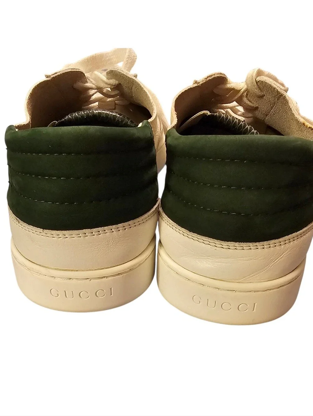 Authentic GUCCI Men's White Leather Low Top Sneakers Size 10 US (9G) Include COA
